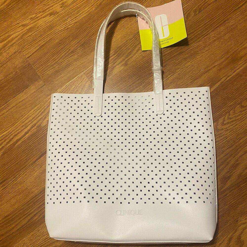 Clinique Winter White Tote Bag Purse Gym beach summer swim vacation travel